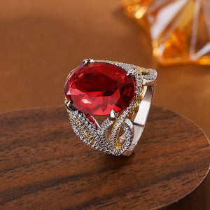 Fashionable Simple Elegant Inlaid Ruby Full Diamond Ring Hair