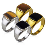 Fashion Simple Tigereye Ring Titanium Steel Ring LR924