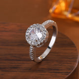 Round Zircon Wedding Ring Double Row Diamond Ball Edge Design