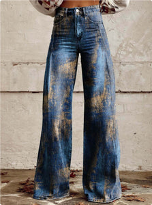 Plus Size Women's Casual Thin Wide Leg Imitation Jeans