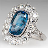 Luxury Colored Gems Ring Inlaid Sea Blue Women's