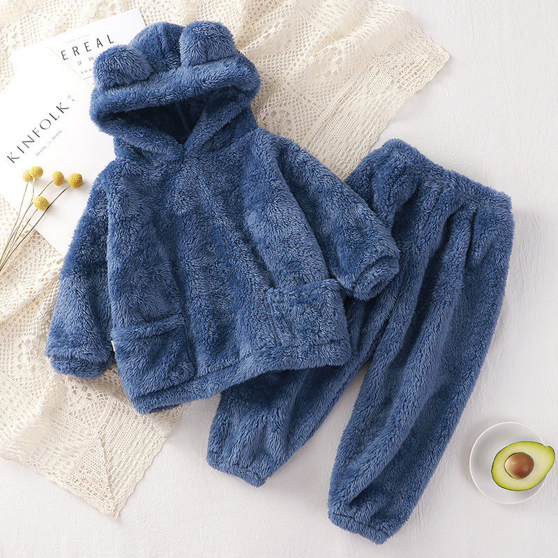 Children's Pajamas Autumn And Winter Bear Loungewear Suit Children Outer Wear Thermal Clothes