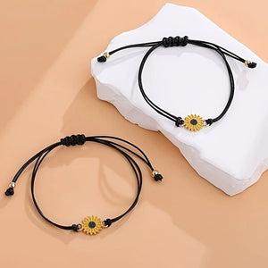 Sunny Days Ahead - Adjustable  Sunflower Charm Bracelet Set