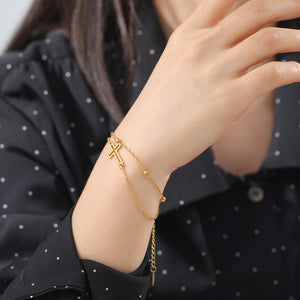 Simple Fashion Personality Vintage Cross Double Layer Twin Bracelet