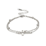 Simple Fashion Personality Vintage Cross Double Layer Twin Bracelet