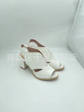 Summer Women's Stylish Peep Toe High Heel Chunky Heel Sandals