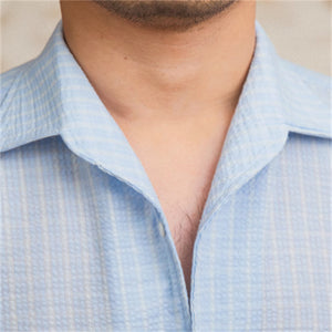 Seersucker Breathable Casual One-piece Collar Shirt High-tech Men's