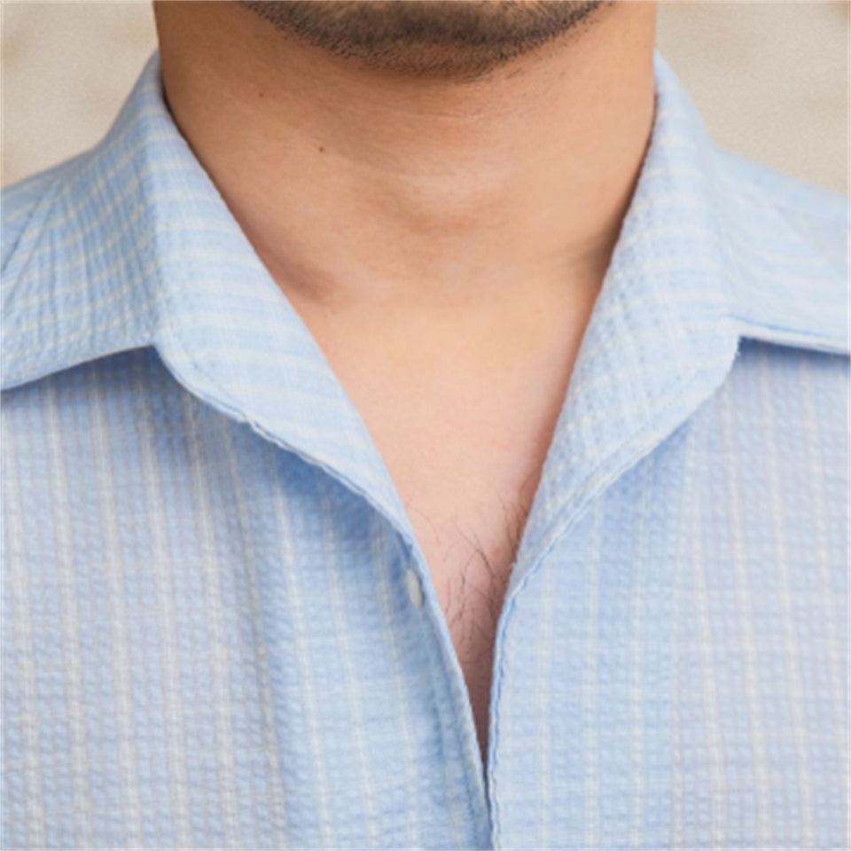 Seersucker Breathable Casual One-piece Collar Shirt High-tech Men's