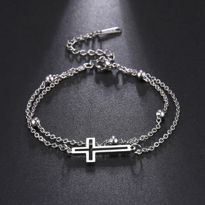 Simple Fashion Personality Vintage Cross Double Layer Twin Bracelet