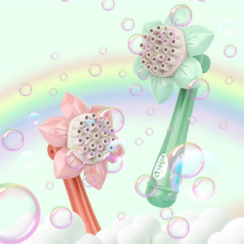 Sunflower Shape Bubble Machine Toy Portable Bubble Wand Toy Electric Bubble Blower Outdoor Toy