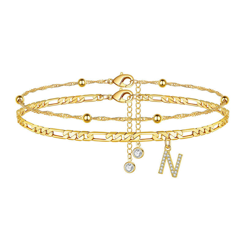 26 Letters Anklet Zircon Letters Simple