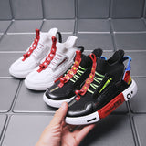 Autumn Children's High-top Flying Woven Sneakers Trendy Child Children And Teens Boys Flat Shoes