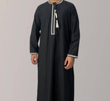 Solid Color Round Neck Embroidered Thick Tassel Oman Gowns Saudi Arabia Men