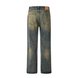 Yellow Denim Straight-leg Trousers Men