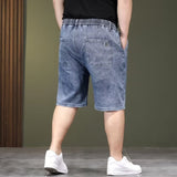 Summer Thin Plus Size Elastic Waist Denim Shorts Men