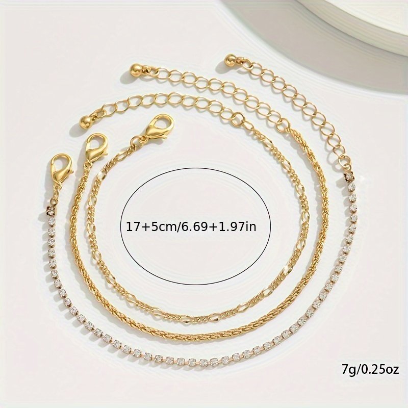 Elegant Gold Chain Link Bracelet Set -  Stylish And Versatile Jewelry For Women