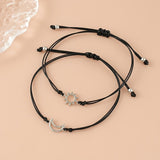 Sun & Moon Friendship Bracelets - Adjustable Black  Cord With Gold Sun And Silver Moon Charms