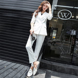 White Suit Two-piece Female Spring And Autumn Self-cultivation Work Clothes Professional Suit