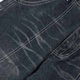 Fashion Retro Loose Denim Trousers Men