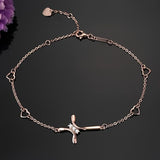 Elegant Silver-Tone Crystal Cross Charm Bracelet -  Perfect For Everyday Wear And Special Occasions