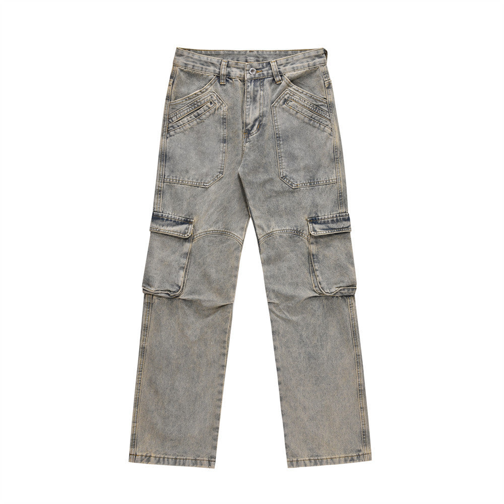 Distressed Straight-leg Denim Trousers For Men