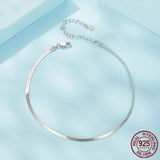 S925 Sterling Silver Simple Snake Bone Glossy Thin Anklet