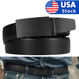 Microfiber Leather Mens Ratchet Belt Belts For Men Adjustable Automatic Buckle Black