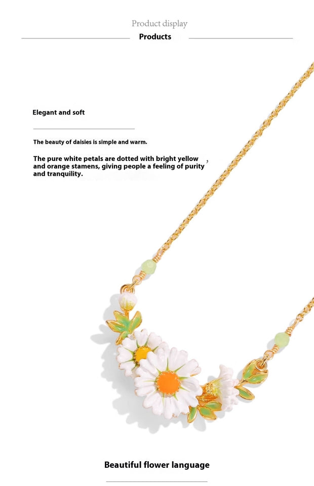 White Chrysanthemum Clavicle Chain Women's Garden Necklace