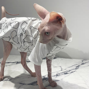 Hairless cat clothes high neck T-shirt