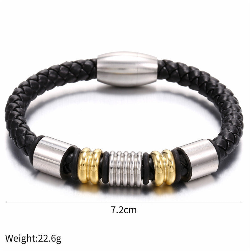 Selling Stainless Steel Men's Leather Bracelets Simple And Versatile Punk Bracelets Men's Jewelry And Bracelets