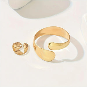 14K Gold-Plated Adjustable Open Ring - Timeless Elegance For Every Occasion