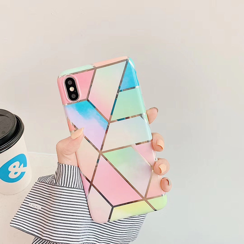 Electroplated mosaic marbled case