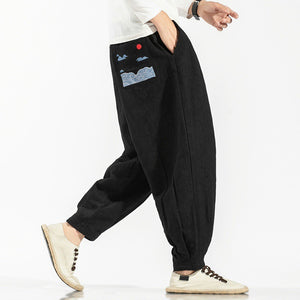 Chinese Style Retro Embroidery Men Trousers