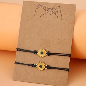 Sunny Days Ahead - Adjustable  Sunflower Charm Bracelet Set