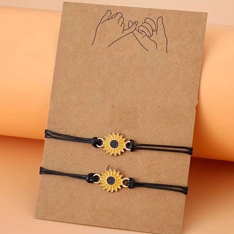 Sunny Days Ahead - Adjustable  Sunflower Charm Bracelet Set