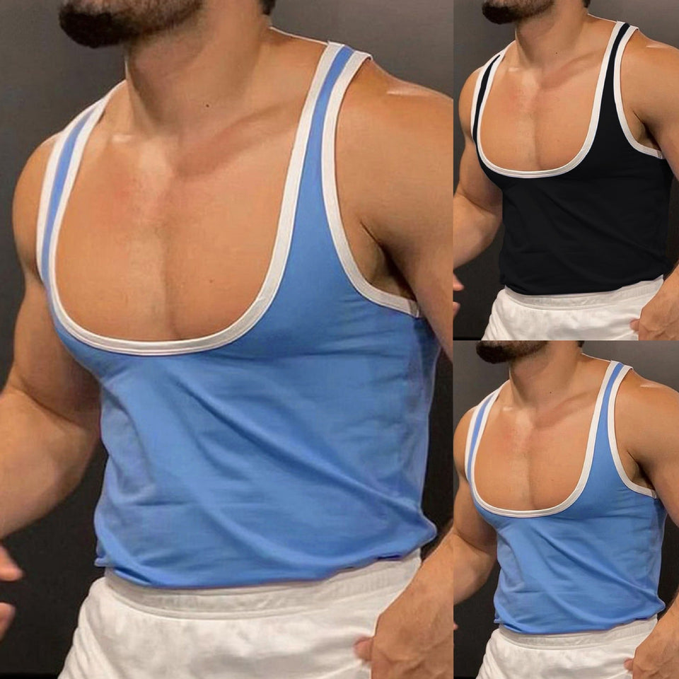 Men's I-shaped Sports Training Multicolor Vest