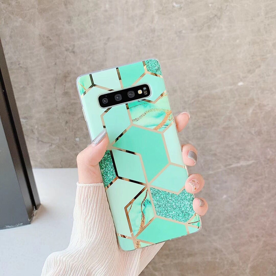 Electroplated mosaic marbled case