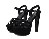 Super High Heel Block Heel Platform Sandals