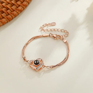 Double-layer All Match Temperament Entry Lux Peach Heart Bracelet