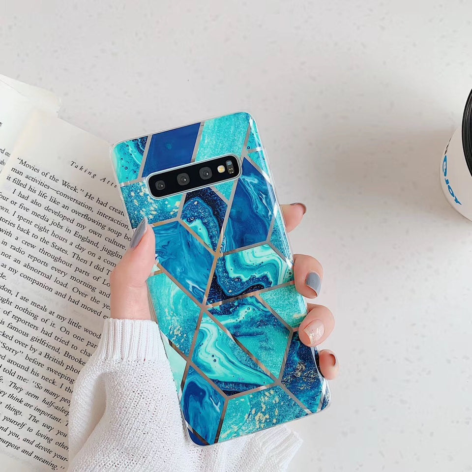 Electroplated mosaic marbled case