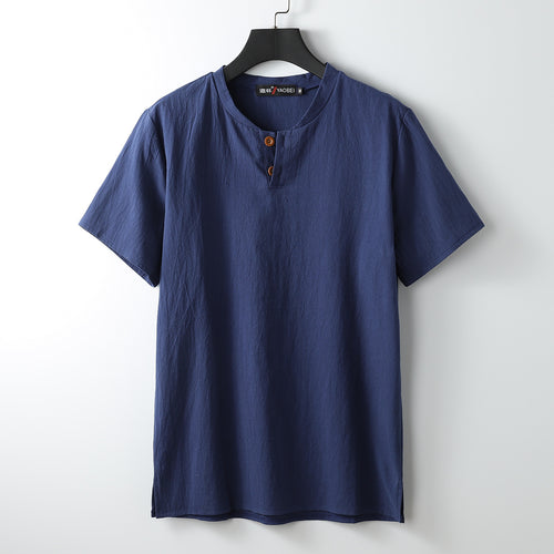 Short Sleeve T-shirt Sub-cotton And Linen Slit Loose Plus-sized Half Sleeve