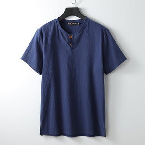 Short Sleeve T-shirt Sub-cotton And Linen Slit Loose Plus-sized Half Sleeve