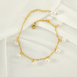 Fashion Simple Tassel Stainless Steel Pearl Anklet