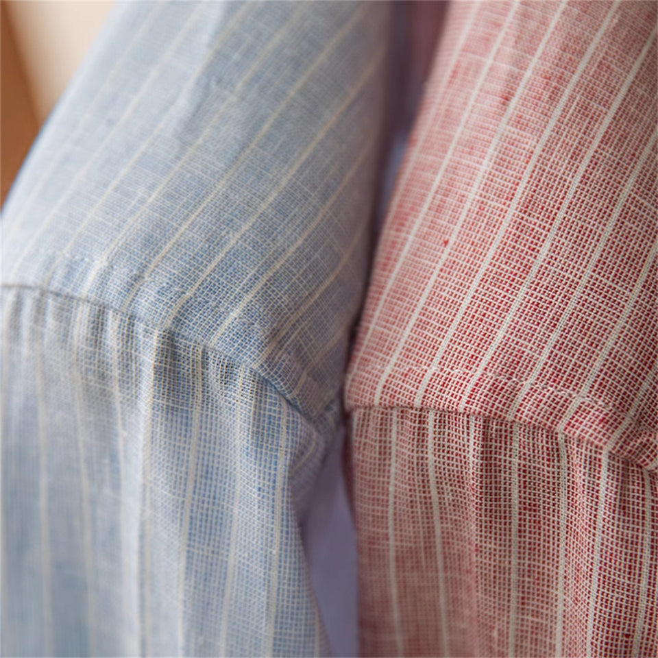 Lightweight Cotton And Linen Business Striped Casual Long-sleeved Shirt Vintage