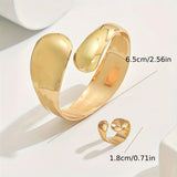 14K Gold-Plated Adjustable Open Ring - Timeless Elegance For Every Occasion