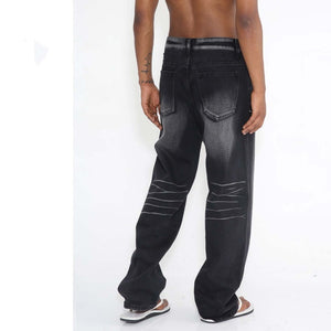Four Seasons New Retro Hong Kong Style Straight Loose Personality Jeans