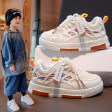 Fashion Children's Breathable Mesh Shoes Medium And Large Children's Sneakers Boys White Shoes