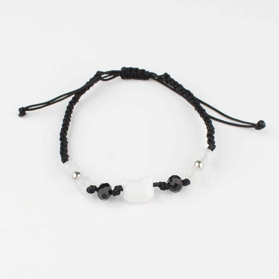 Black Cat White Cat Beaded Hand Weaving Bracelet Men And Women