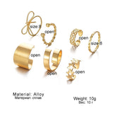 Alloy Open Ring 7-piece Set Personalized XINGX Bow Ring