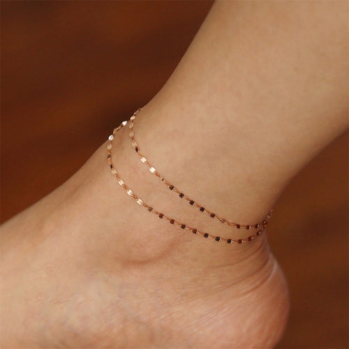 Simple Gold Plated Stainless Steel Anklets Lip Chain Anklet